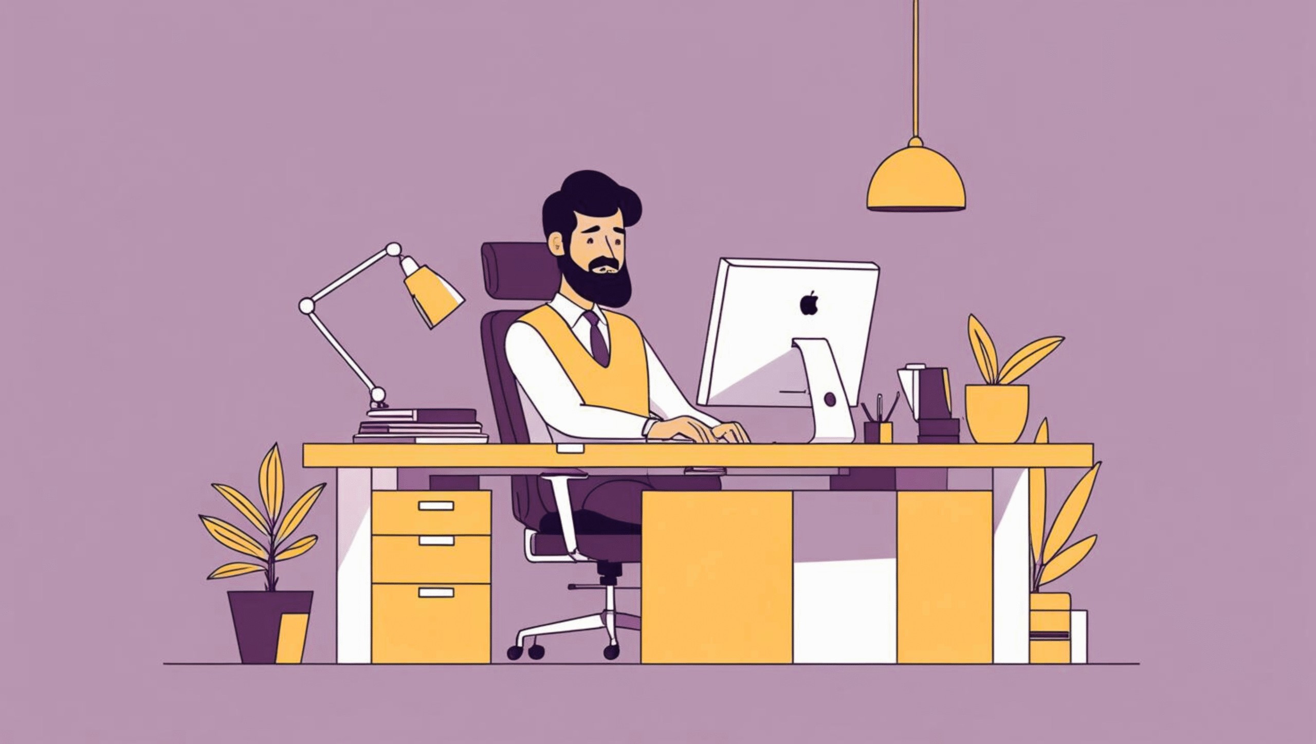 Office worker sitting with correct posture at a desk, using lumbar support, feet flat on the ground, and computer screen at eye level.