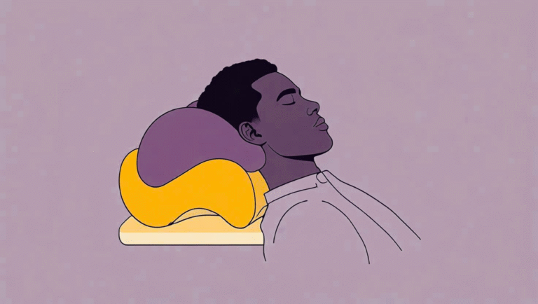 A person sleeping using a cervical pillow for neck pain relief and better spinal alignment