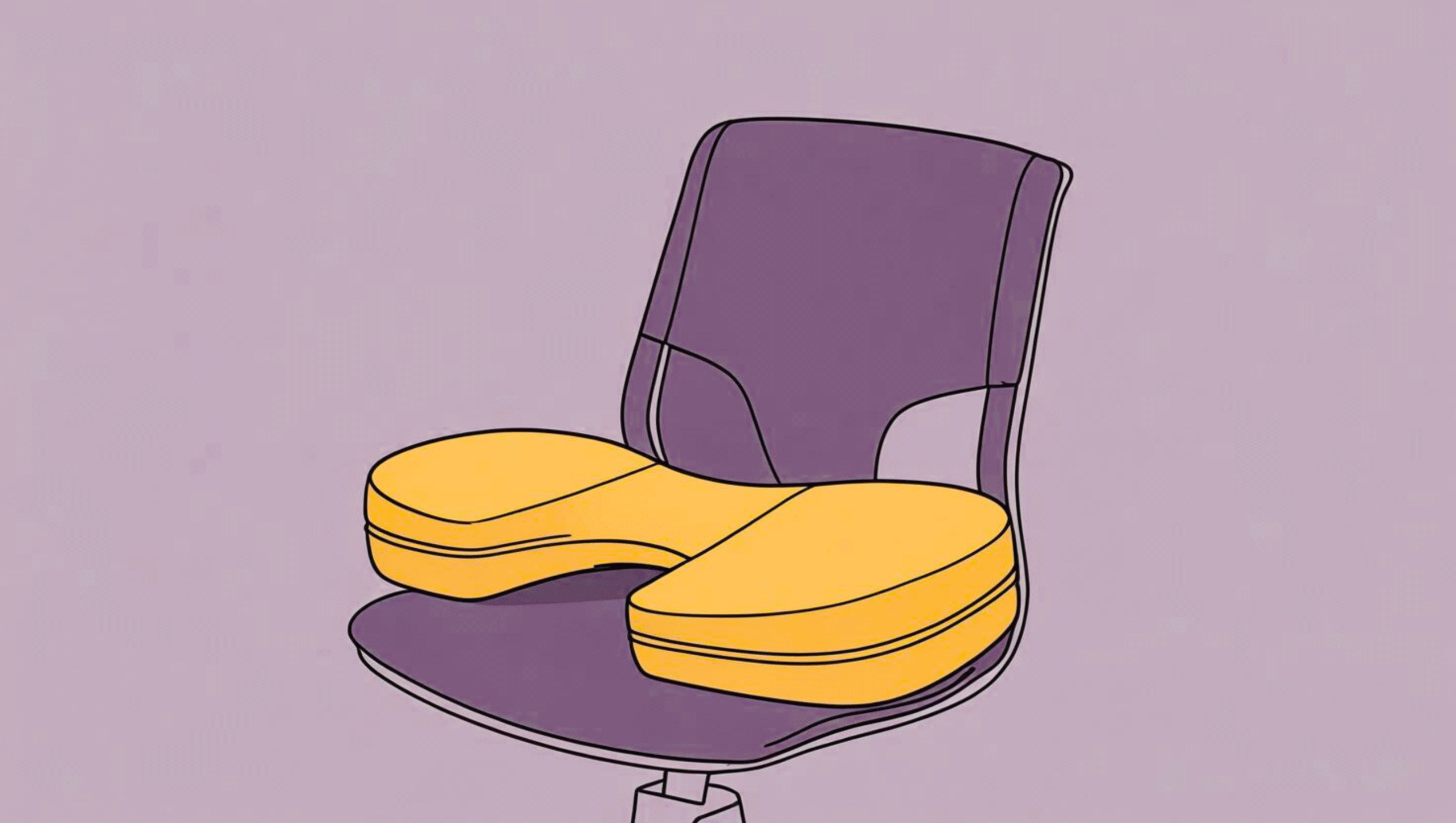 Lumbar support cushion placed on office chair to reduce lower back pain and improve posture.
