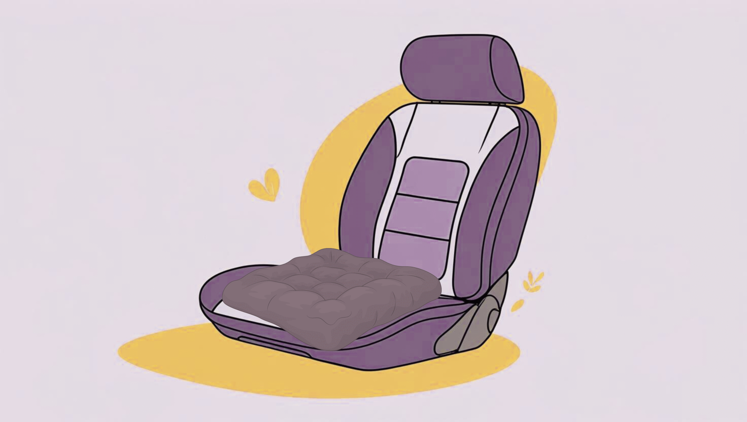 Upgraded car seat cushion that provides ergonomic support for spine, hips, and posture