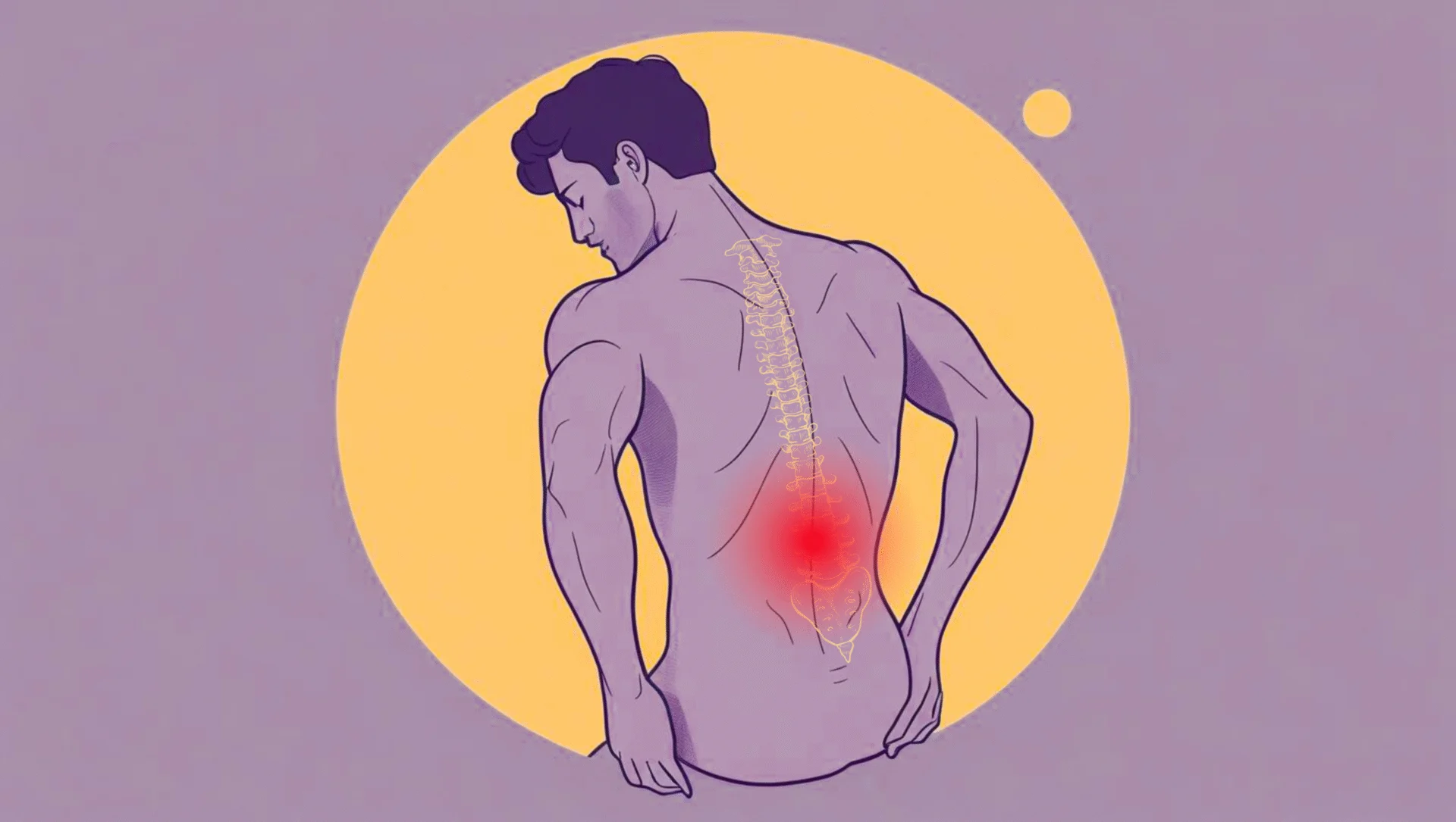 Illustration showing spinal joints affected by osteoarthritis, causing chronic back pain.