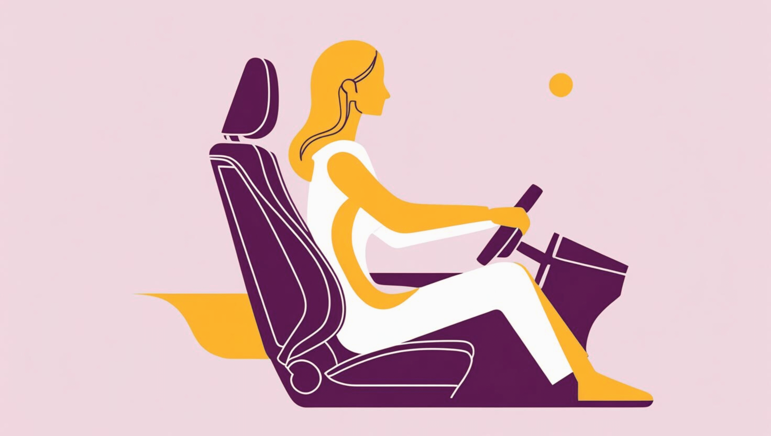 Driver sitting in a car with ergonomic backrest support, showing relief from chronic back pain and improved posture.