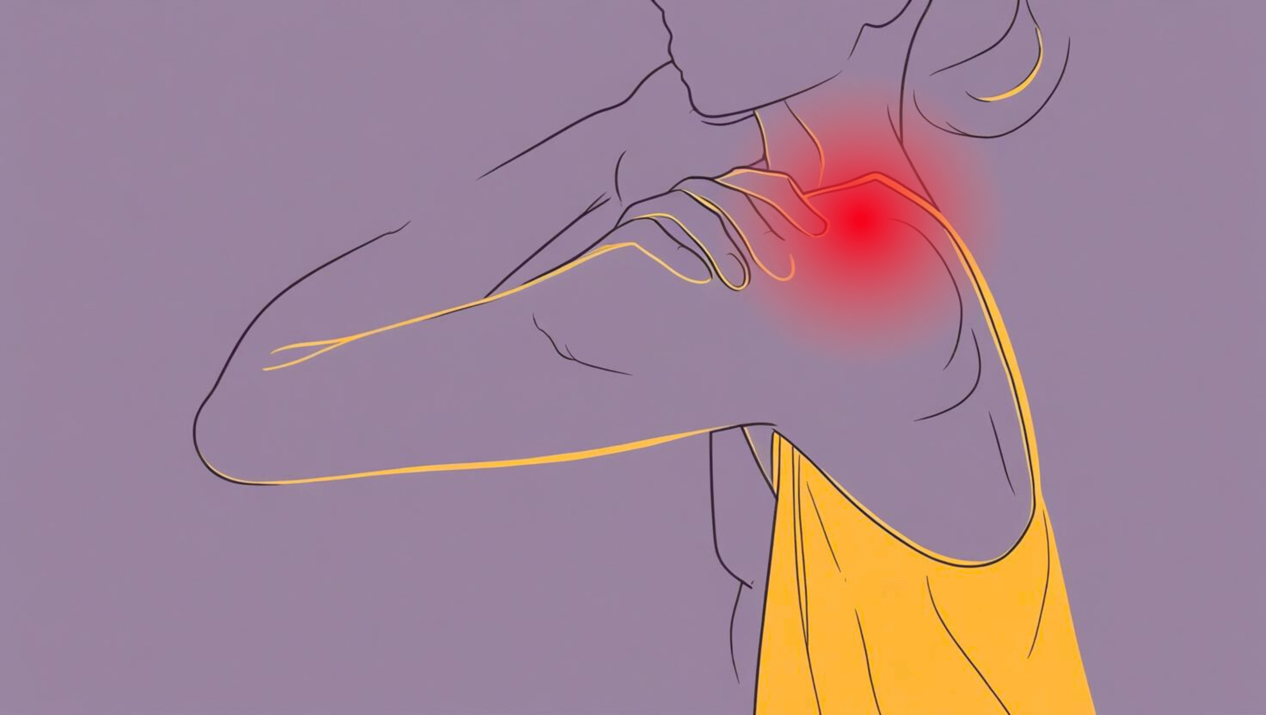 Illustration of the shoulder joint showing stiffness and limited movement caused by frozen shoulder.