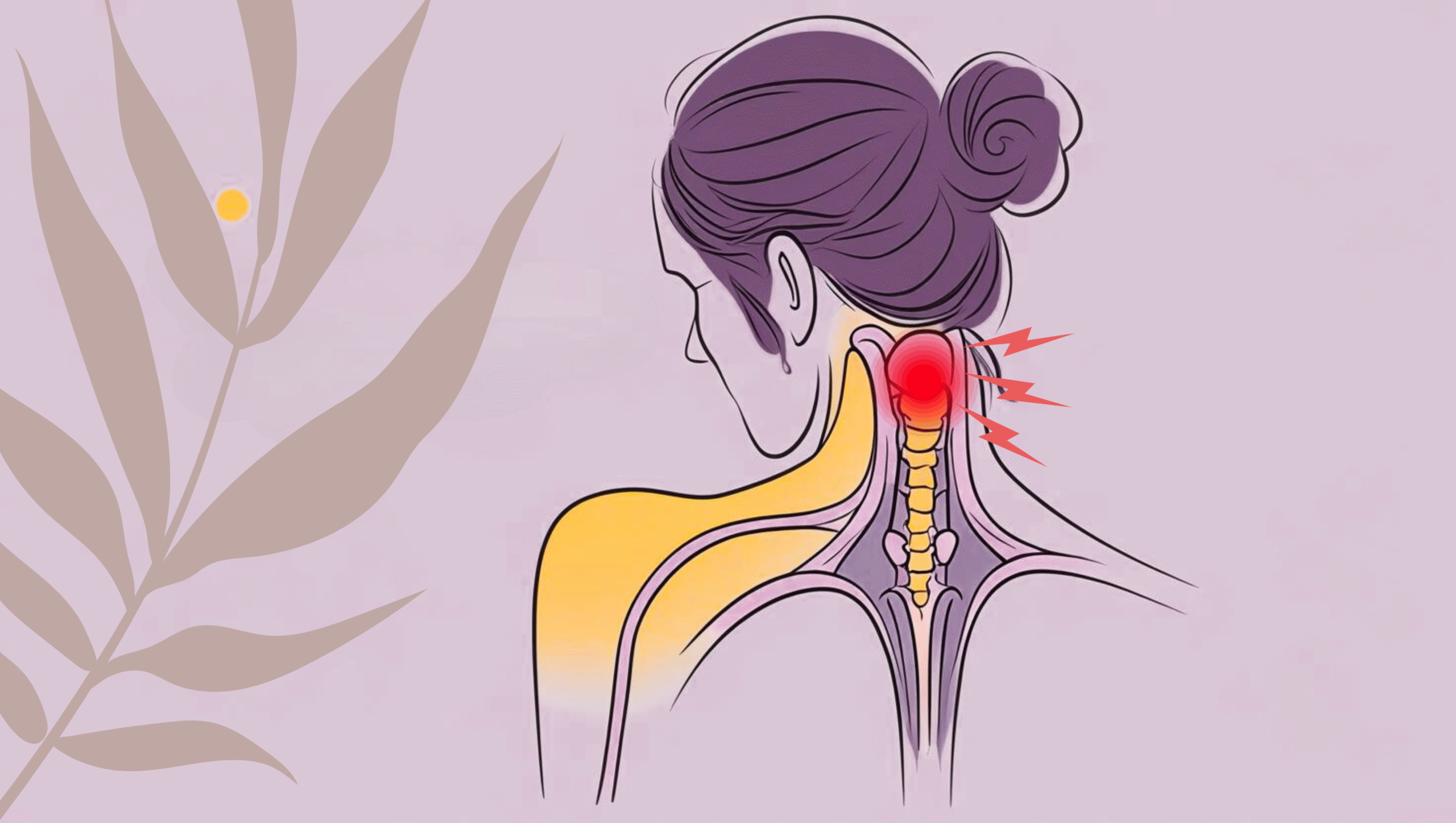 Illustration of the cervical spine showing joint changes from osteoarthritis as a cause of chronic neck pain.