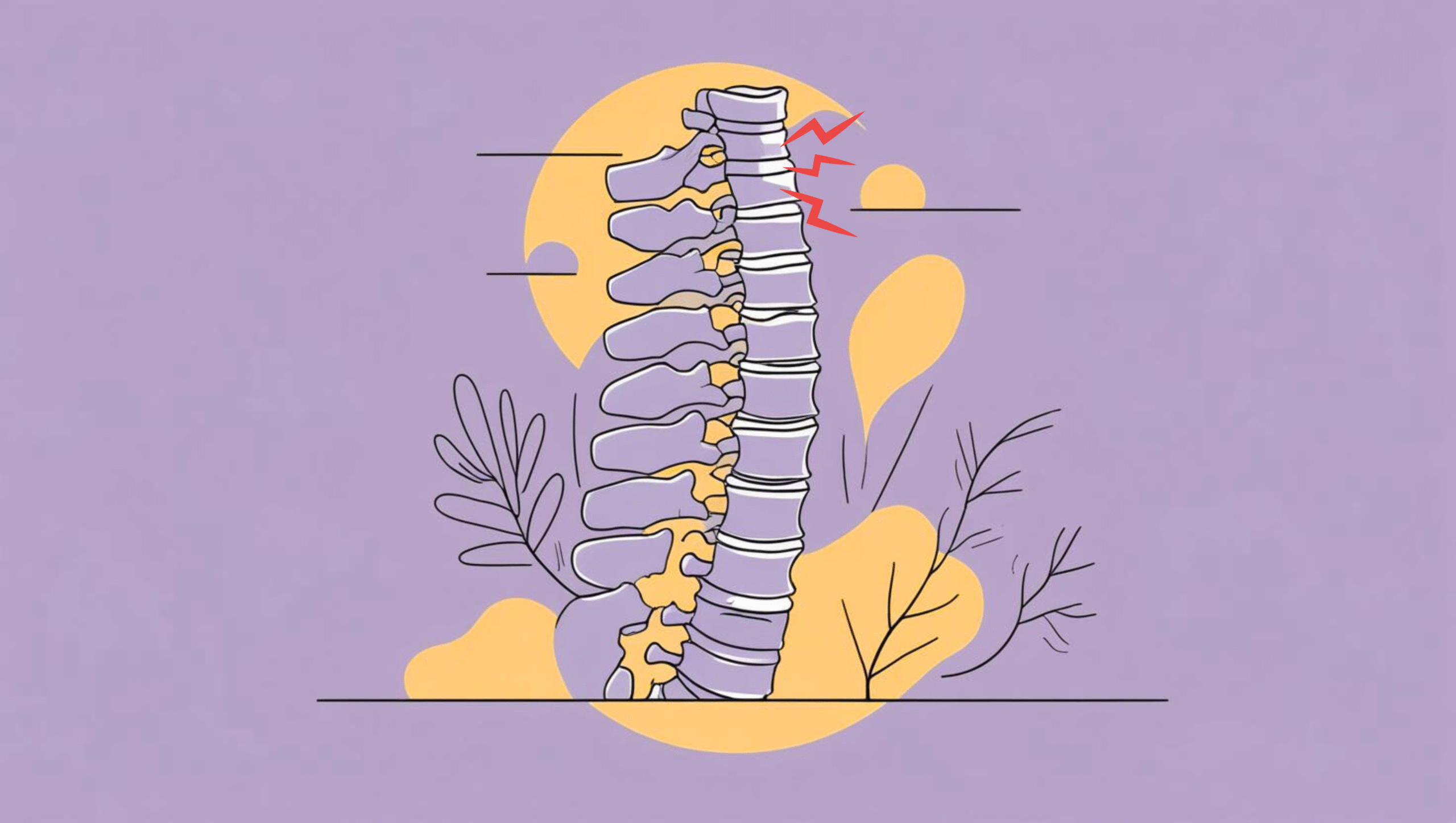 Illustration of the spine showing instability between vertebrae leading to chronic back pain.