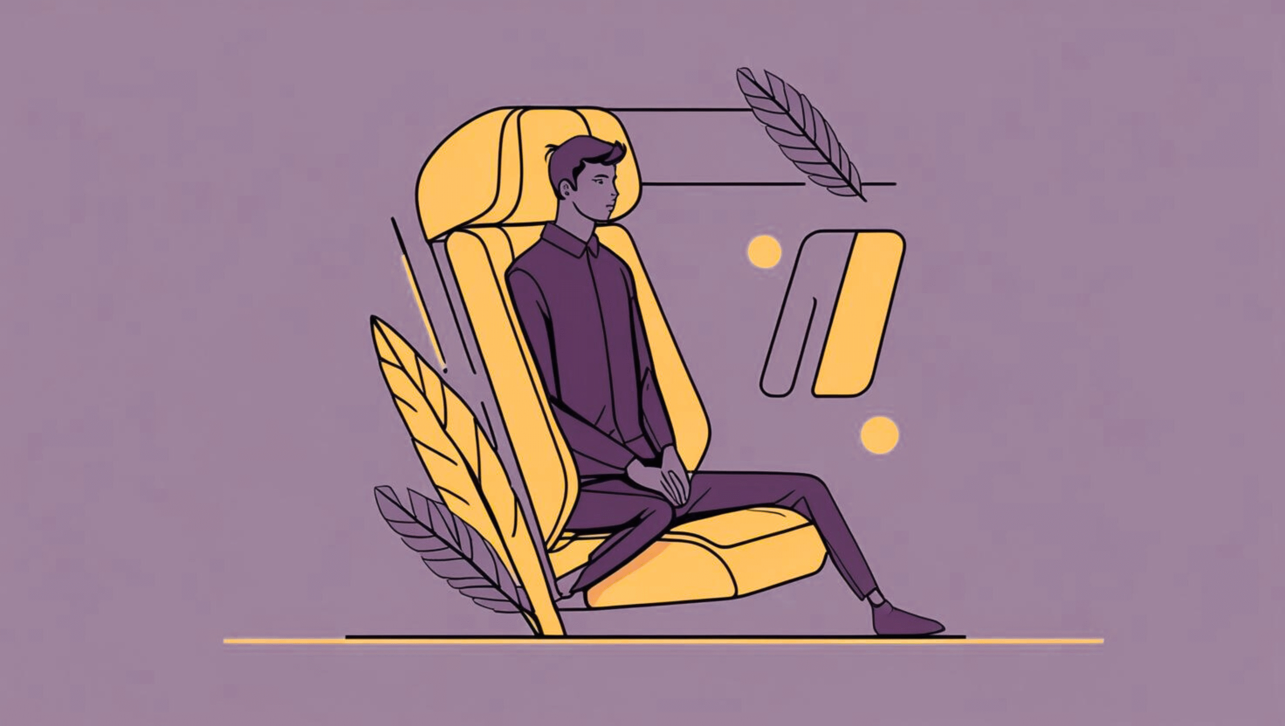 Driver sitting in a car with an ergonomic backrest supporting the spine, promoting comfort and reducing back pain.