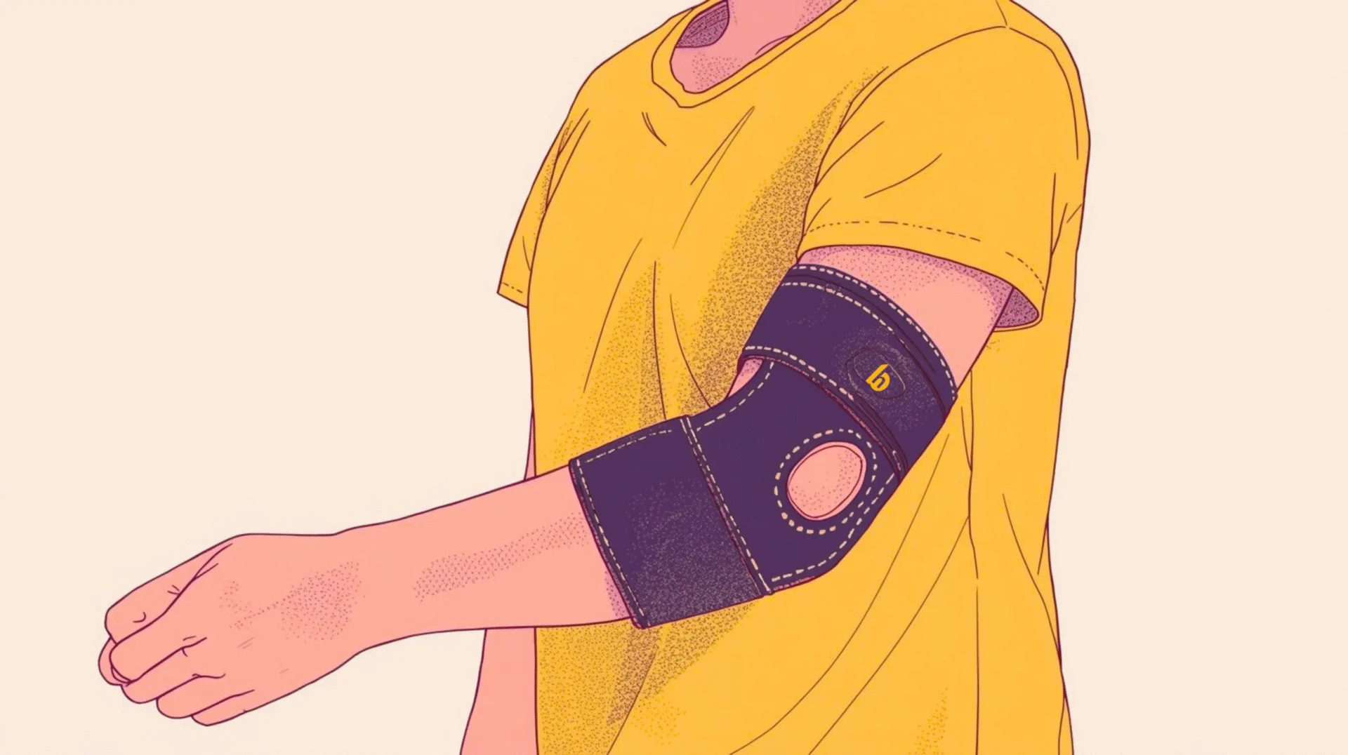 A person wearing elbow support brace.