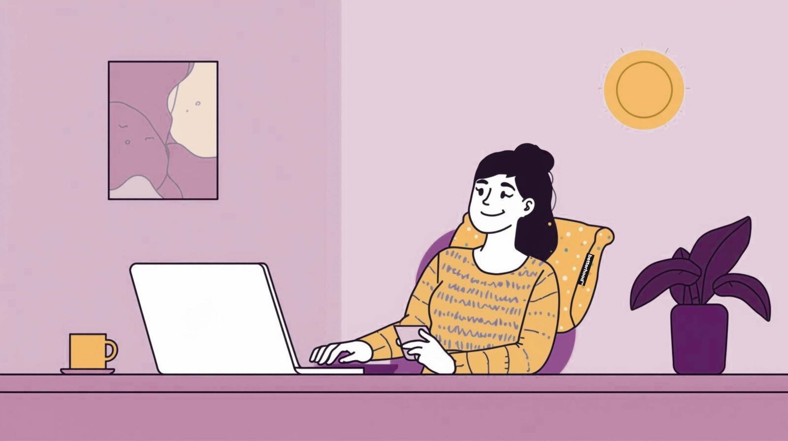 An office worker taking a short microbreak with arms stretched overhead while sitting on an ergonomic chair with lumbar support cushion, promoting spine health during desk work.