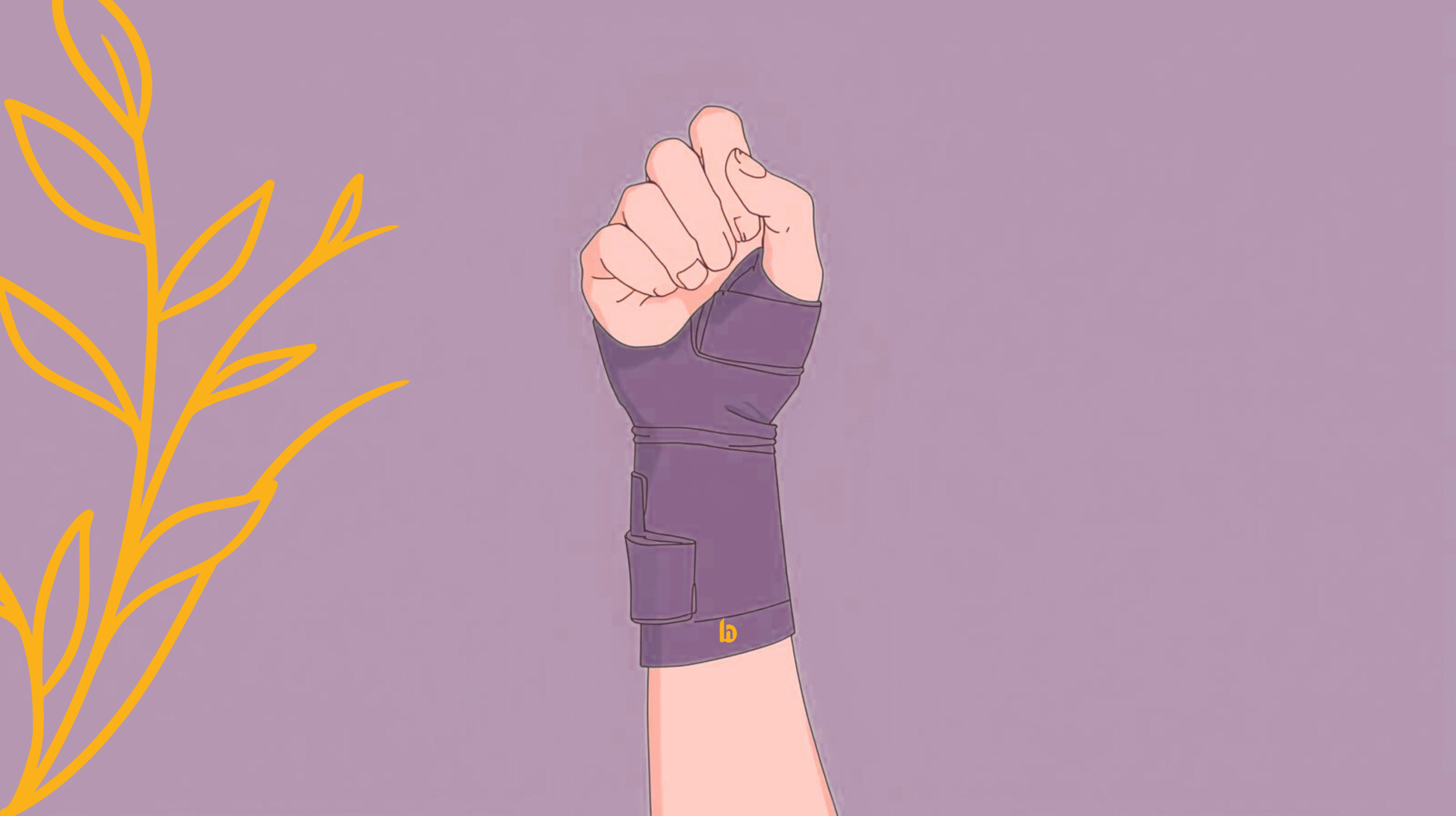 Hand showing wrist support brace for pain.