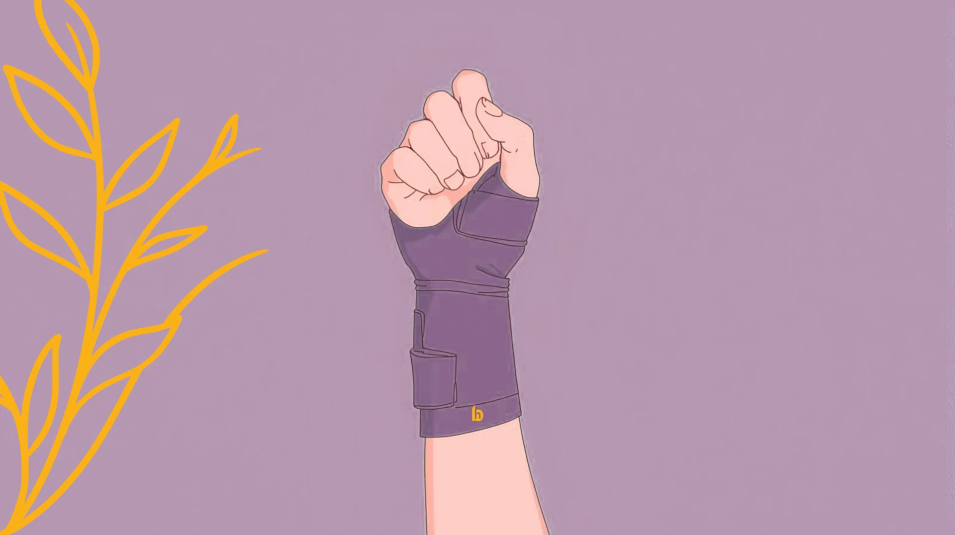 Hand showing wrist support brace for pain.