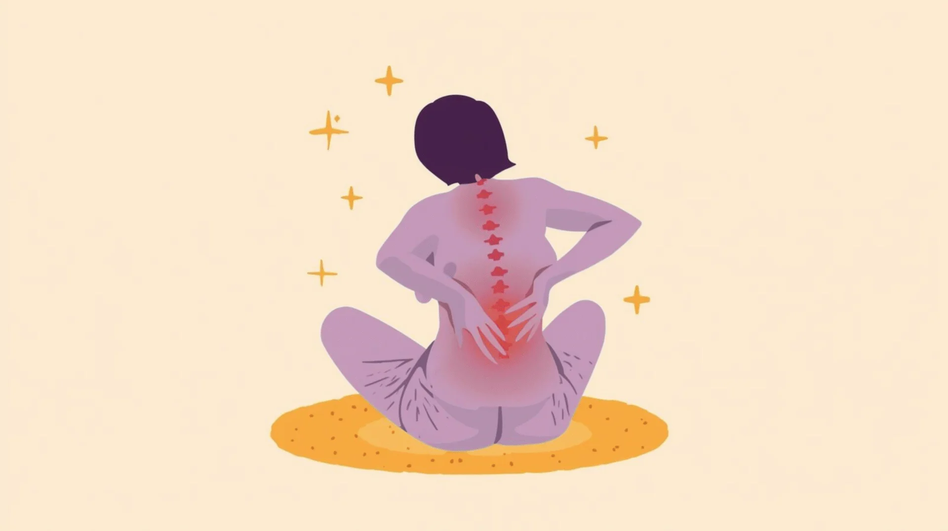A women with poor posture causing strain on lower back and neck muscles, illustrating posture fatigue symptoms.
