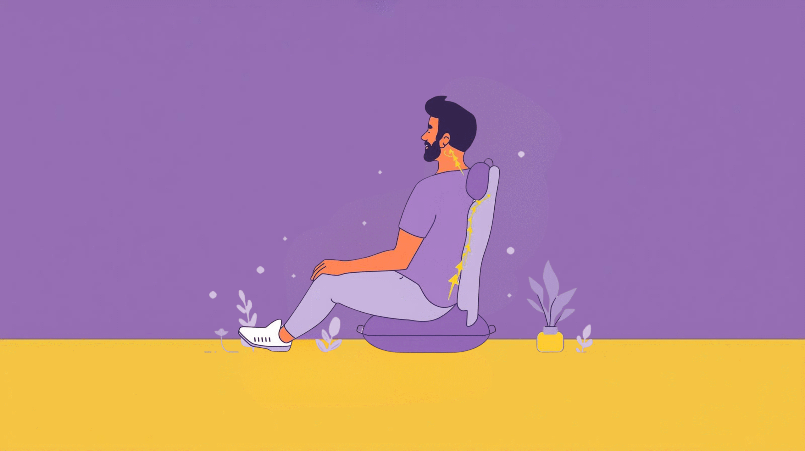 Illustration showing a person with neck pain, stiffness, and shoulder discomfort alongside images of ergonomic cervical pillows and cushions for spinal support.