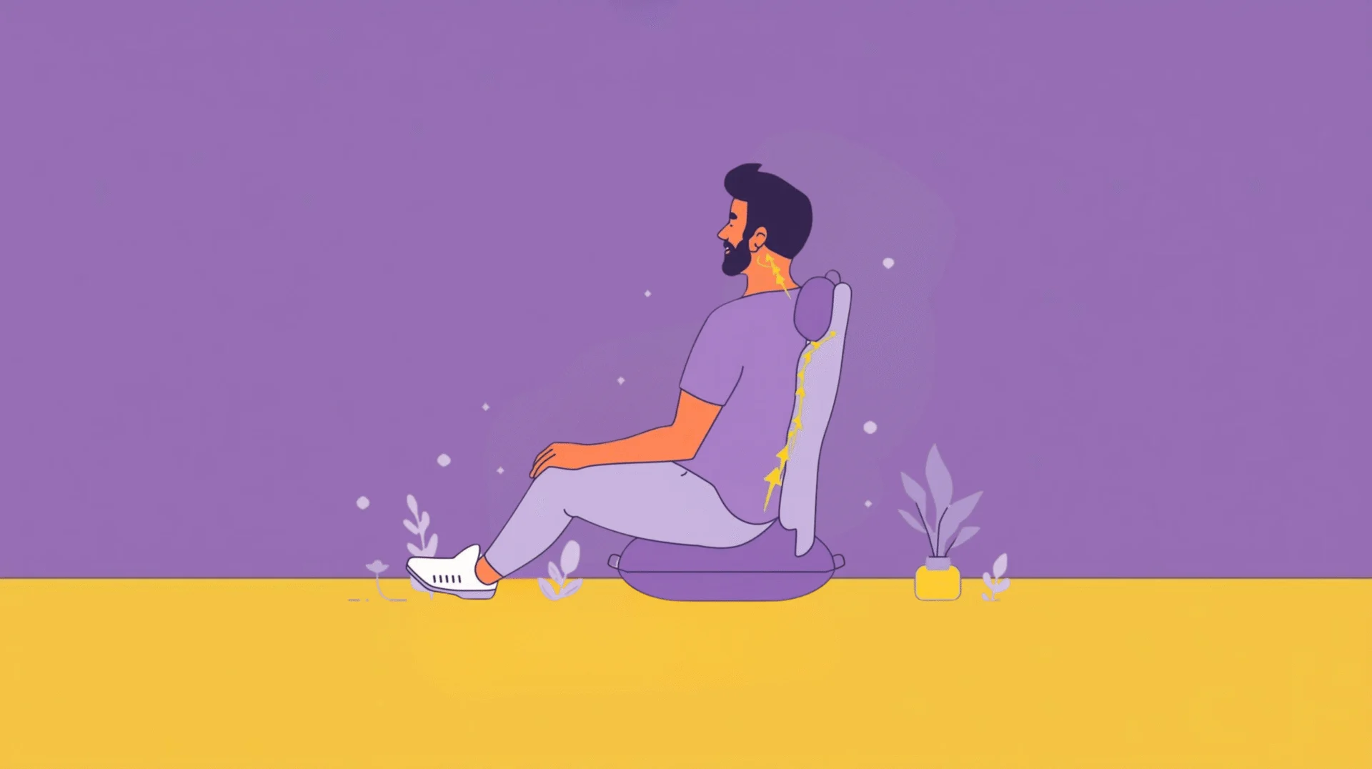 Illustration showing a person with neck pain, stiffness, and shoulder discomfort alongside images of ergonomic cervical pillows and cushions for spinal support.