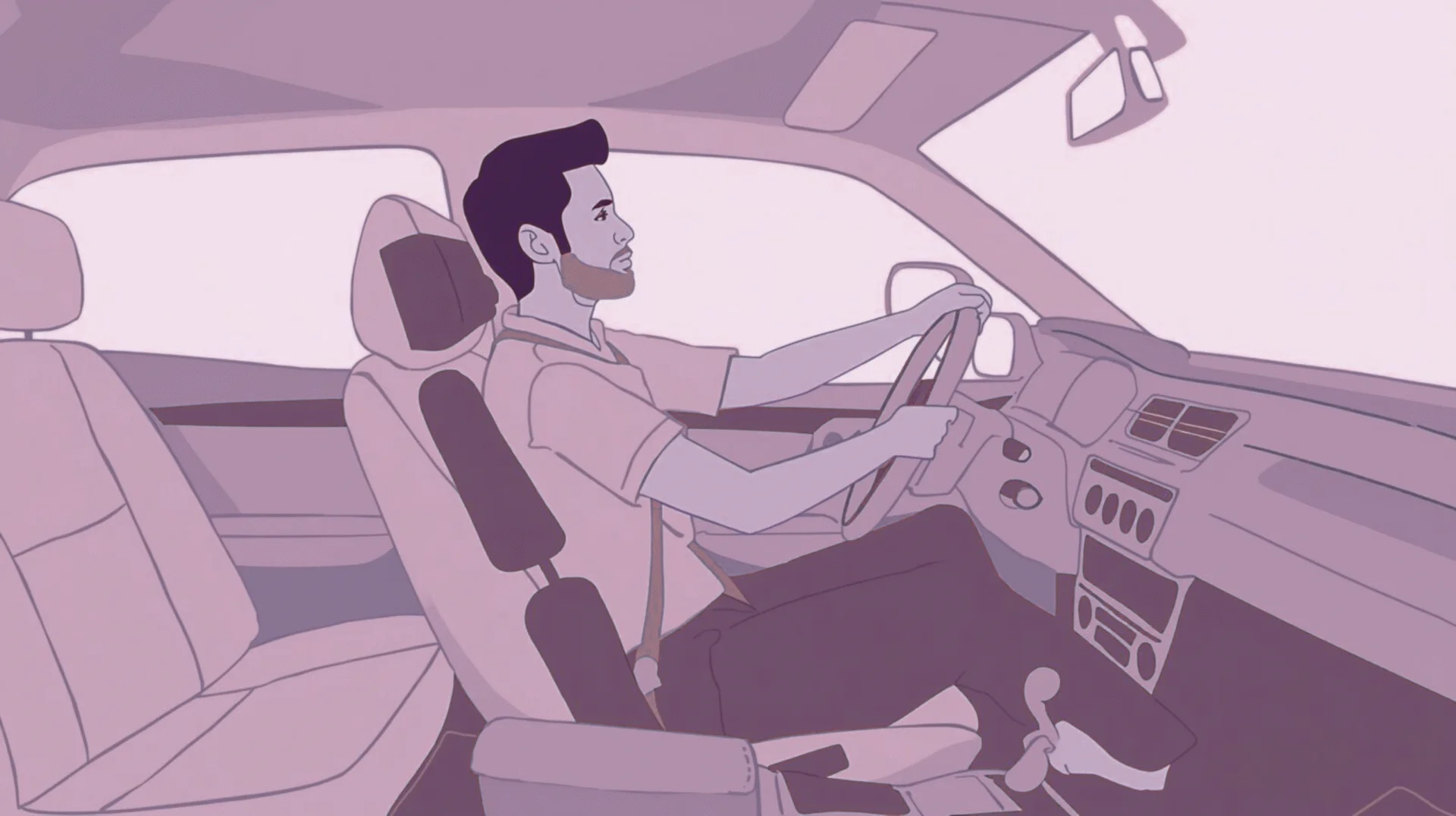 Ride-share driver adjusting car seat for ergonomic posture and back support