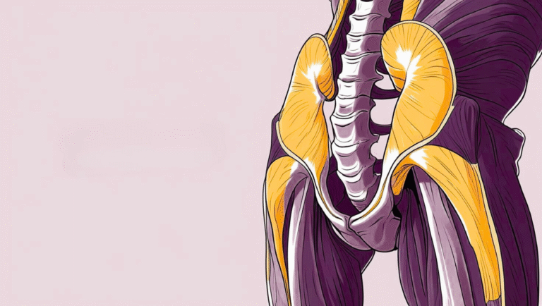 Close-up illustration of the psoas muscle highlighted inside the human body, symbolizing its hidden importance for posture, mobility, and overall health.