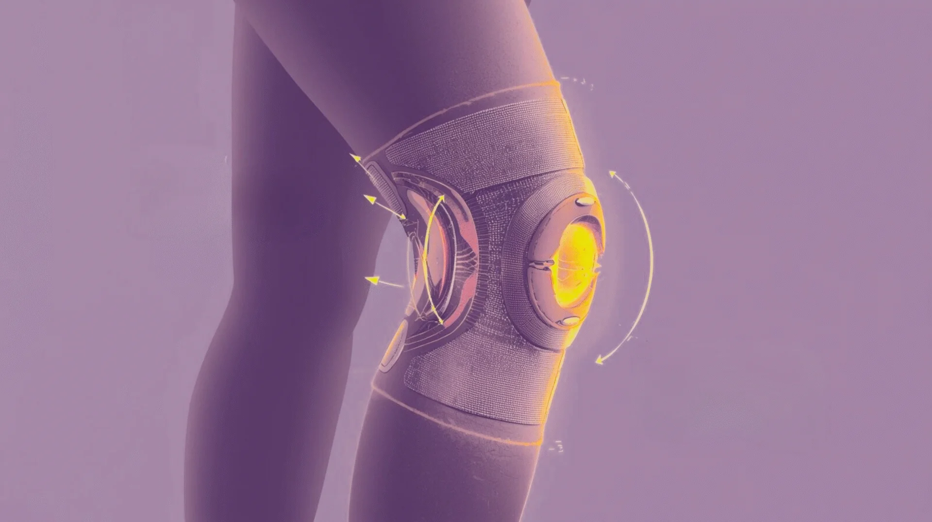 Runner using knee support brace to stabilize joints and prevent injury