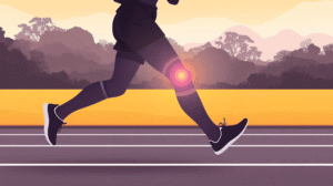 Runner wearing a knee cap support brace to stabilize joints and reduce knee pain