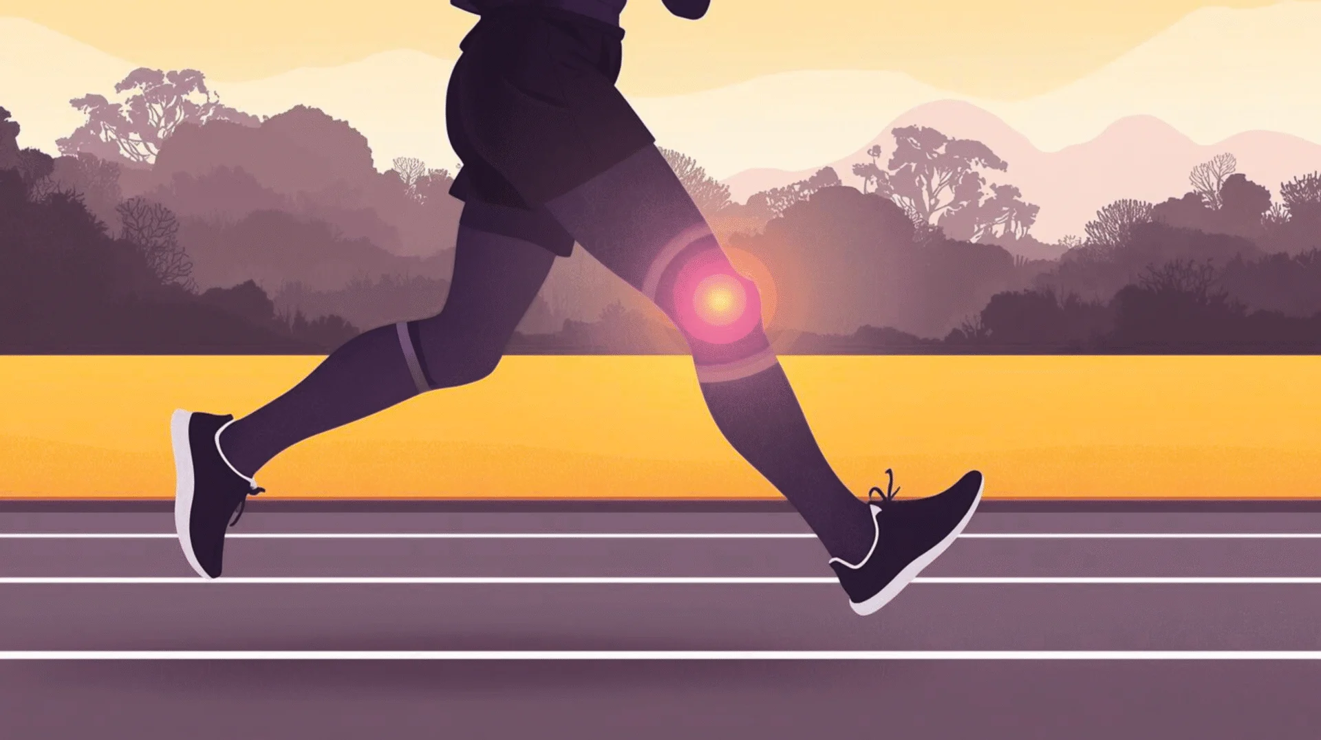 How Knee Support Helps Prevent Injury and Reduce Pain While Running Runner wearing a knee cap support brace to stabilize joints and reduce knee pain