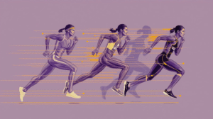 Olympic athletes walking on the track, showing a distinct stride and posture.