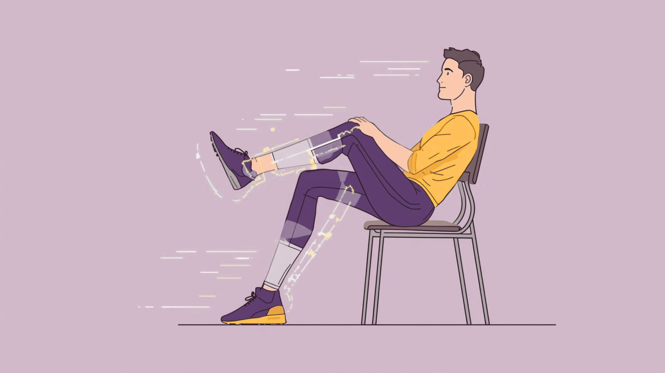 Person performing a sit-to-stand test from a chair, highlighting leg and core muscles engaged during the movement.
