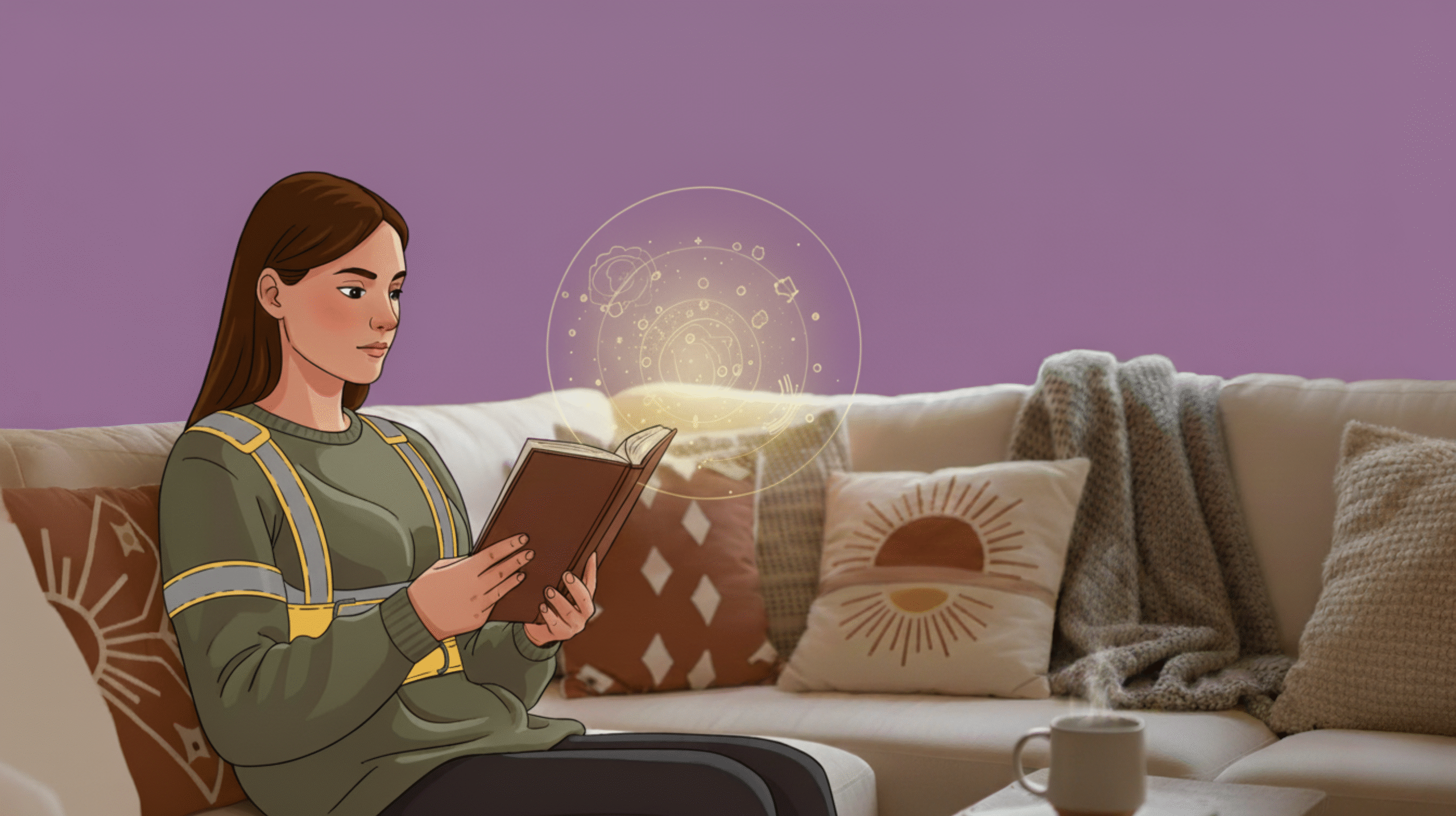 Person sitting upright at a desk wearing a posture corrector belt to improve spine alignment and prevent slouching.