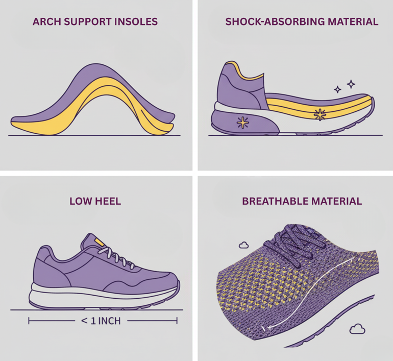 Features to look for in knee-friendly footwear
