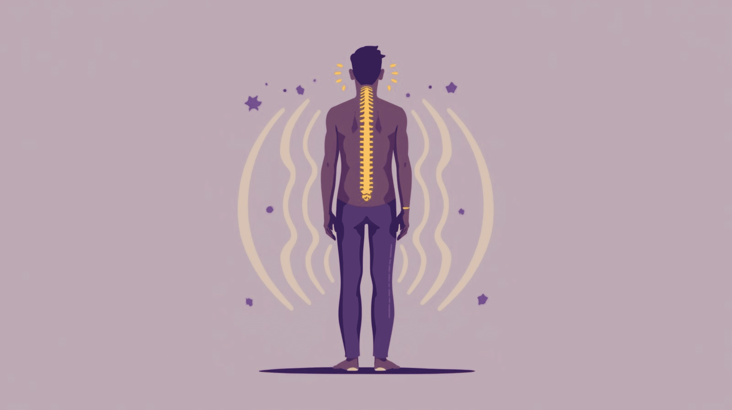 Illustration showing an upright human posture with a strong, flexible spine symbolizing physical and emotional resilience.