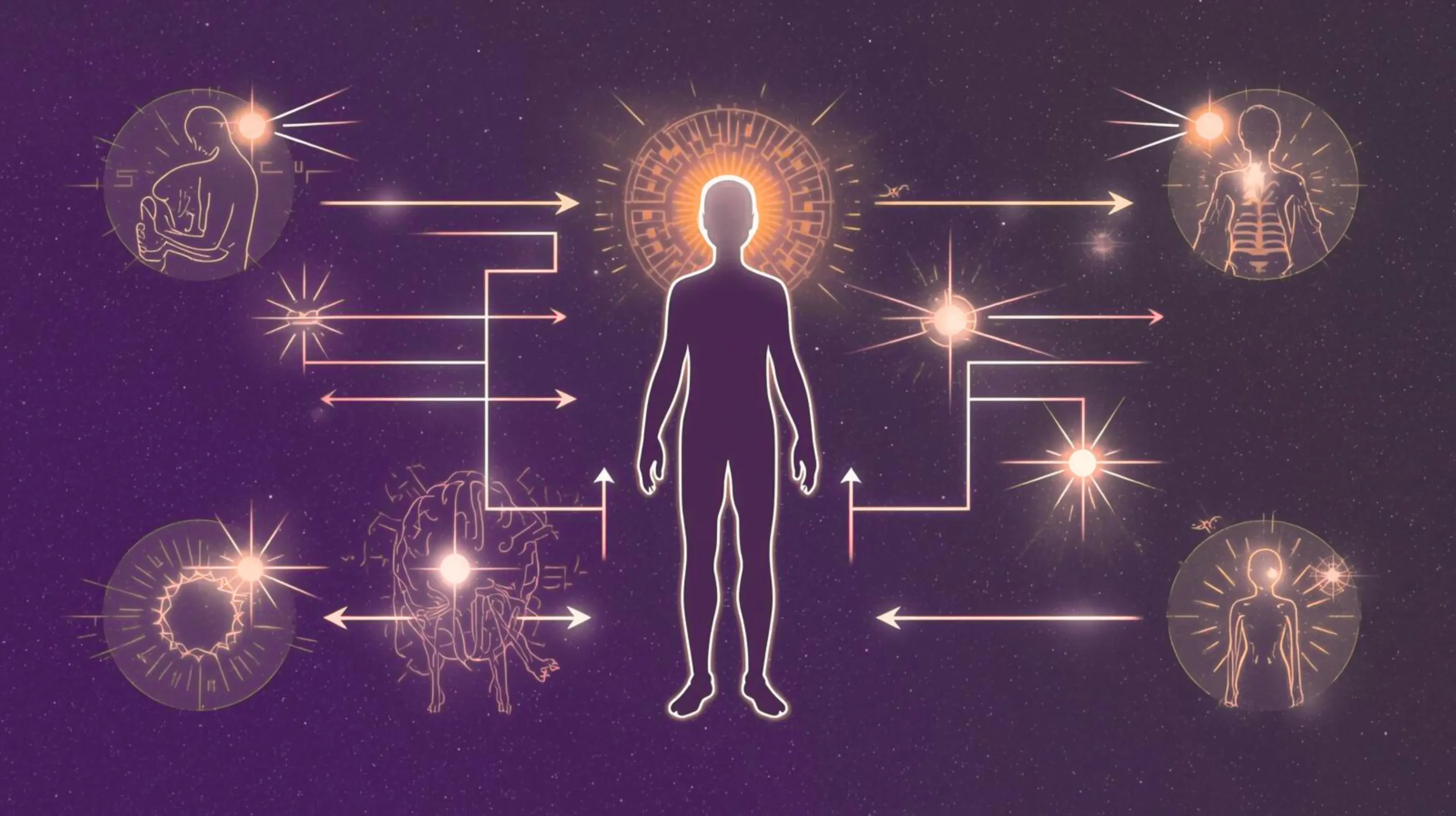 Conceptual illustration showing movement as body language and how posture and motion reflect nervous system signals.