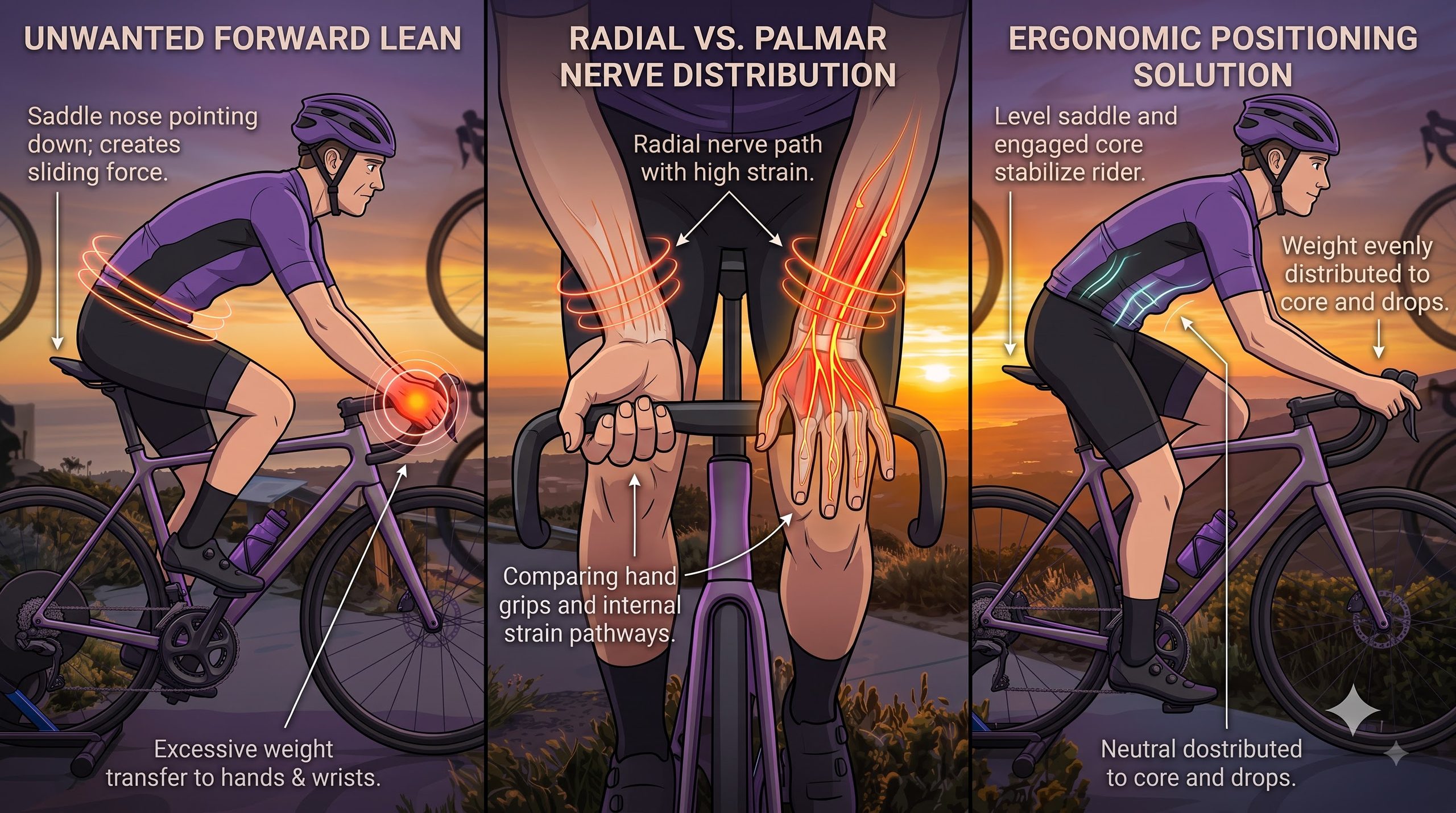 cyclist with handlebar palsy numbness in hands while cycling